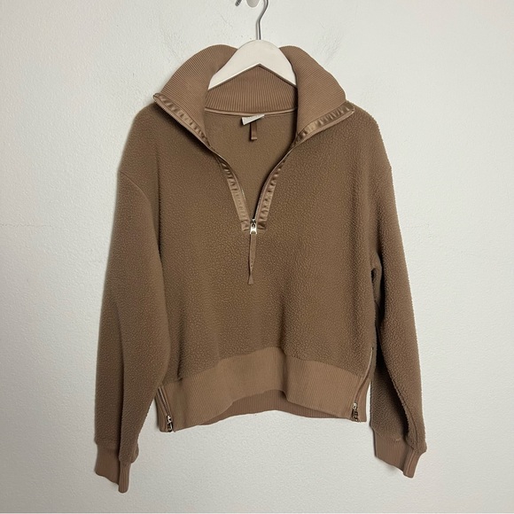 Varley Roselle Half Zip Teddy Fleece Pullover Sweatshirt Tan Size Medium - Picture 5 of 13